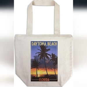 Daytona Beach,‎ Florida, Palms & Sunset, Lantern Press Artwork, Tote Bag *NWT*